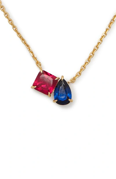 Kate Spade Two Crystal Pendant Necklace In Multi/gold