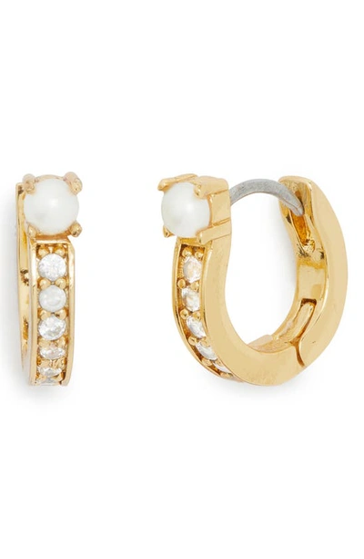 Kate Spade Cubic Zirconia Huggie Earrings In Pearl