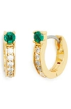 Kate Spade Cubic Zirconia Huggie Earrings In Emerald.
