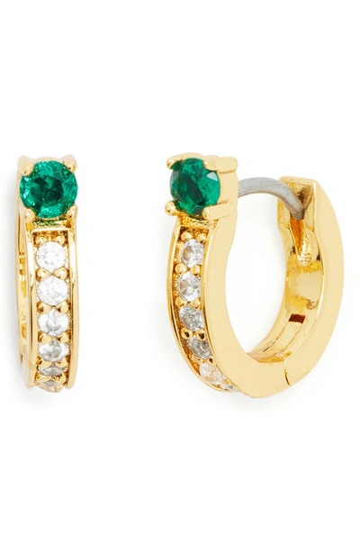 Kate Spade Cubic Zirconia Huggie Earrings In Emerald.