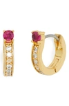 Kate Spade Cubic Zirconia Huggie Earrings In Ruby