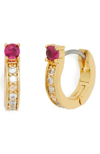 Kate Spade Cubic Zirconia Huggie Earrings In Ruby