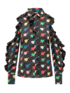 MSGM MSGM HEART PRINTED CUT OUT SLEEVED SHIRT