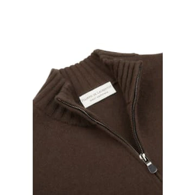 Filippo De Laurentiis - Chocolate Brown Wool & Cashmere 1/4 Zip Neck Sweater Mz3mlwc7r 290