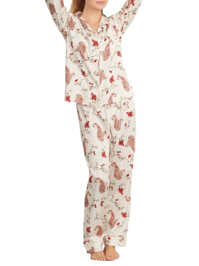 Lauren Ralph Lauren Notch Collar Woven Pajama Set In Cream