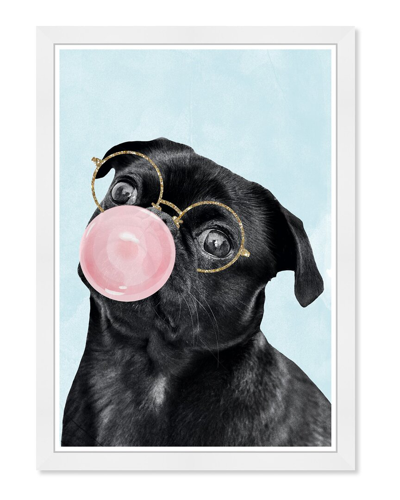 Wynwood Studio Puppy Bubblegum Blue Animals Wall Art In Pink