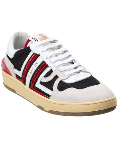 Lanvin Men's Metallic Clay Low-top Leather-suede Sneakers In Black Red