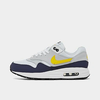 Nike Big Kids' Air Max 1 Casual Shoes (1y-7y) In White/tour Yellow/blue Recall
