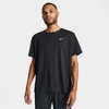 Nike Men's Dri-fit Uv Miler Short-sleeve Running Top In Black/reflective Silver