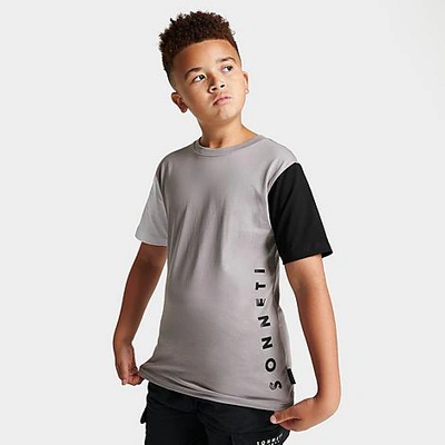 Sonneti Kids' Colorblock T-shirt In Grey/white/black