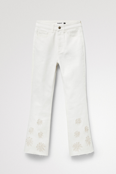 Desigual Flared Cropped Jeans In White