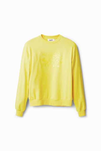 Desigual Logo Sweatshirt In Yellow