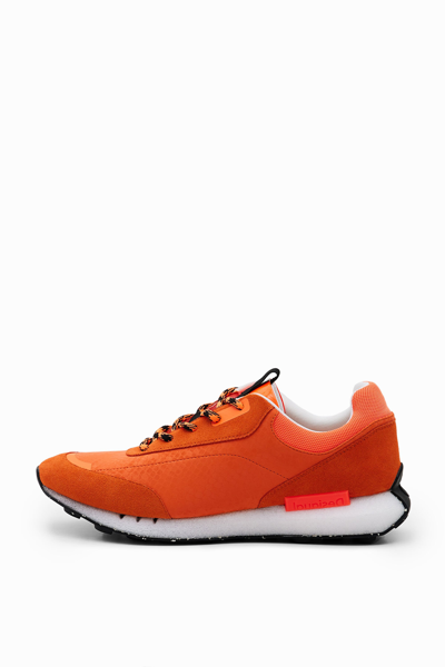 Desigual Rubberised Running Sneakers In Orange