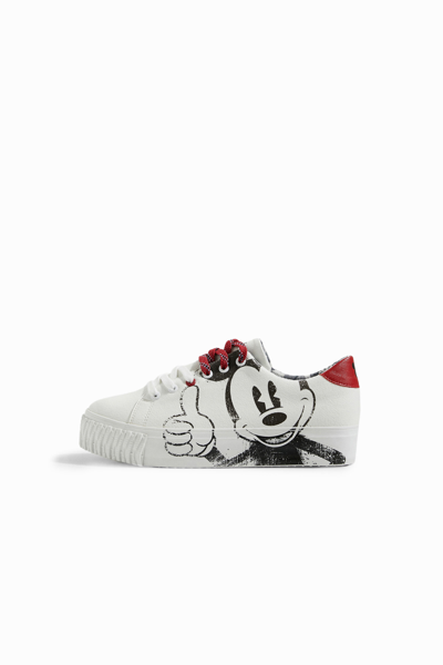 Desigual Mickey Mouse Platform Sneakers In White