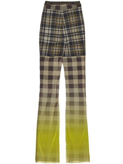 Ottolinger Mesh Plaid Pants In Yellow