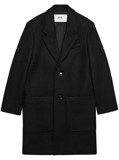 Ami Alexandre Mattiussi Single-breasted Wool Coat In Black
