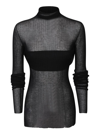 Quira Sheer Fabric High Neck Long Sleeves In Black