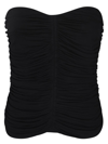 Saint Laurent Strapless Ruched Crepe-jersey Bustier Top In Black