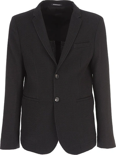 Emporio Armani Wool Single-breasted Blazer Jacket In Black