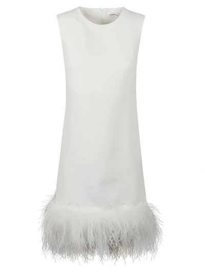 P.a.r.o.s.h Round-neck Feather-detail Minidress In White