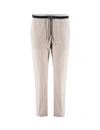 PANICALE BEIGE WOOL BLEND TROUSERS WITH DRAWSTRING WAIST