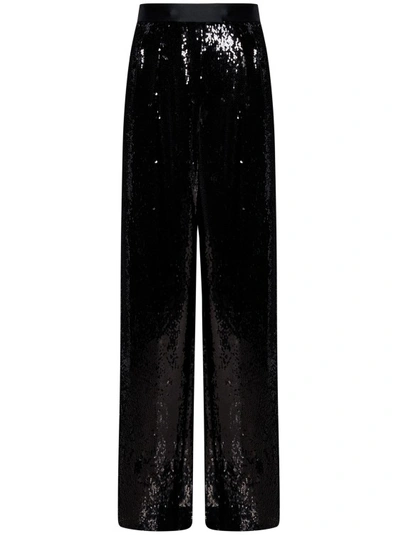 Emporio Armani High-rise Sequin Wide-leg Trousers In Black