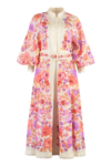 Zimmermann Raie Billow Linen Midi-dress In Ivory