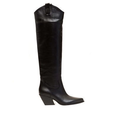 Elena Iachi Black Leather Knee Boots