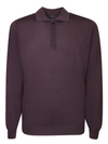 DELL'OGLIO BORDEAUX WOOL ZIP POLO SHIRT