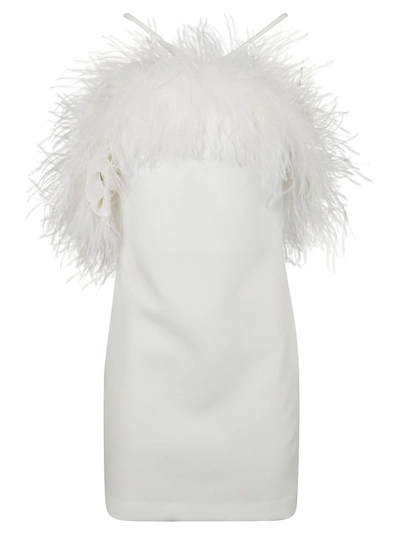 P.a.r.o.s.h Feather-detail Halterneck Minidress In White