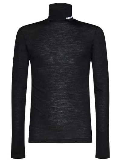 Jil Sander Black Technical Wool Turtleneck T-shirt