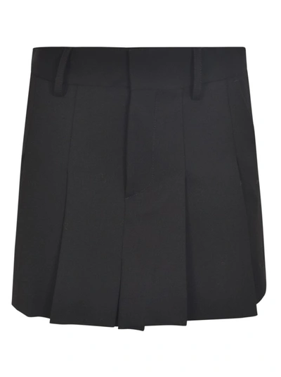 P.a.r.o.s.h Pleated Wool Miniskirt In Black