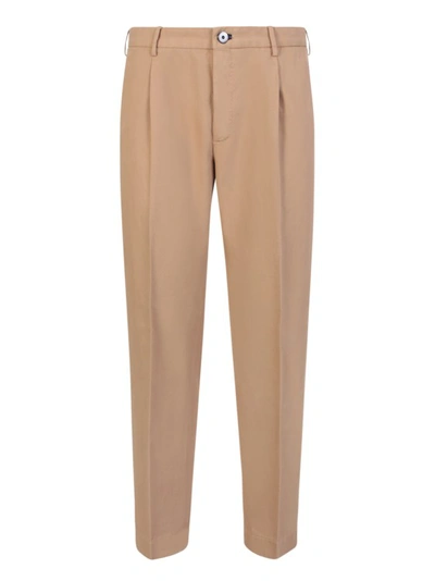 Incotex Beige Tapered Fit Trousers In Brown