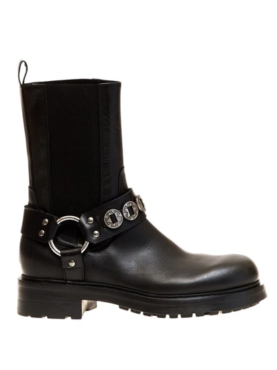 Elena Iachi Black Leather Biker Boots