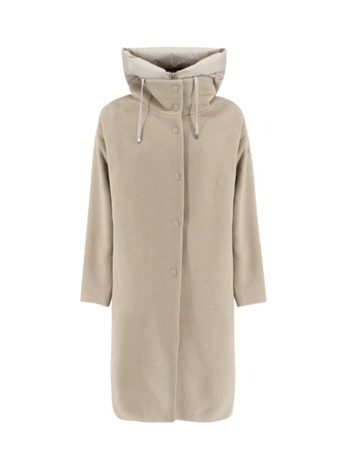 Duno Wool Coat With Adjustable Ring Collar In Neutrals