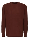 DELL'OGLIO BROWN ROUND NECK PULLOVER