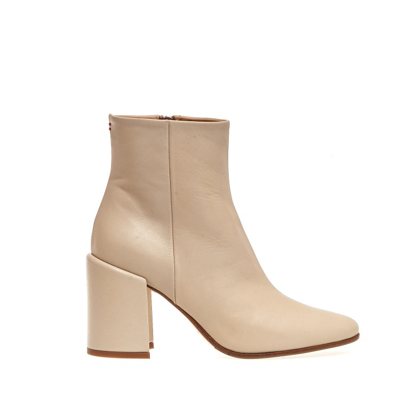 Halmanera Ivory Leather Ankle Boot Heel In Brown