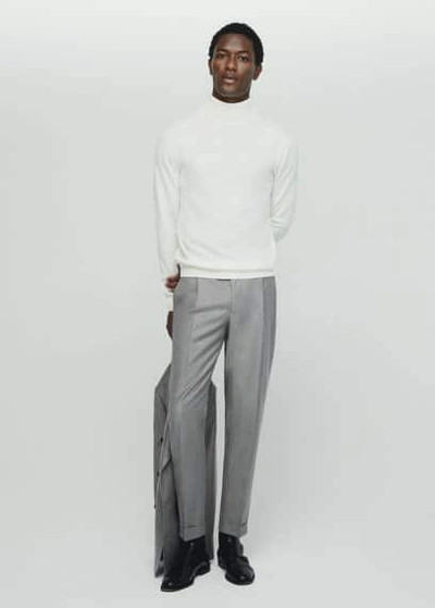 Mango Man Turtleneck 100% Cashmere Sweater Off White
