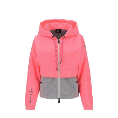 Moncler Day-namic Mixed Media Hooded Jacket In Pink