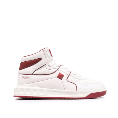 Valentino Garavani High Top Leather Sneakers In White