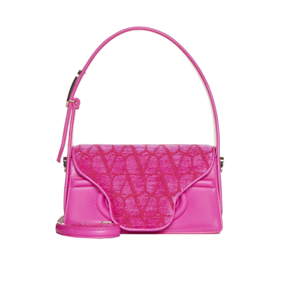 Valentino Garavani Toile Iconographe Le Grand Deuxieme Petite Leather Shoulder Bag In Pink