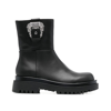 Versace Jeans Couture Buckled Round-toe Low-heel Boots