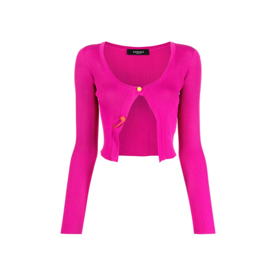 Versace Cropped Cardigan In Pink