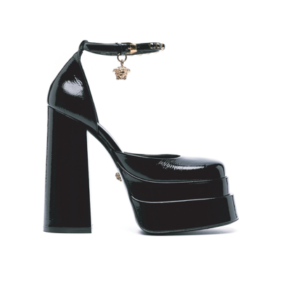 VERSACE VERSACE VERSACE LEATHER PLATFORM SANDALS