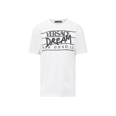 Versace Logo Cotton T Shirt In White