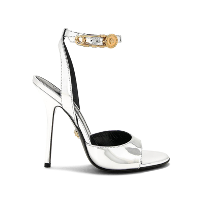 Versace Patent Leather Sandals In White
