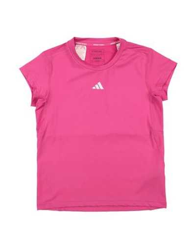 Adidas Originals Babies' Adidas Training Aeroready 3-stripes T-shirt Toddler Girl T-shirt Magenta Size 7 Recycled Polyester,
