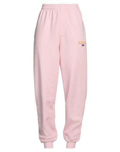 Vetements Woman Pants Light Pink Size S Cotton, Elastane