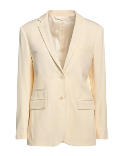 Gentryportofino Woman Blazer Cream Size 12 Viscose, Virgin Wool, Elastane In White