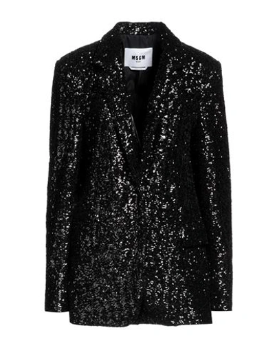 Msgm Woman Suit Jacket Black Size 4 Polyester In Black